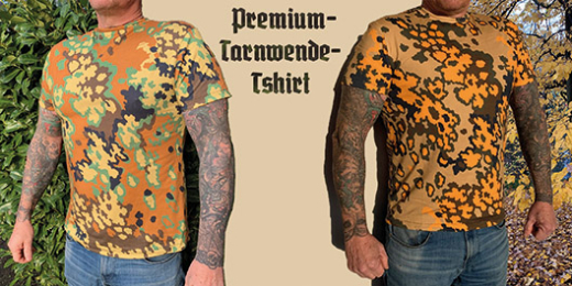 Premium-Tarnwende-Tshirt: Herbsttarn und Frühlingstarn.